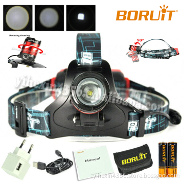 2017 Hot Sale Boruit B9 Rechargeable Zoom Headlamp